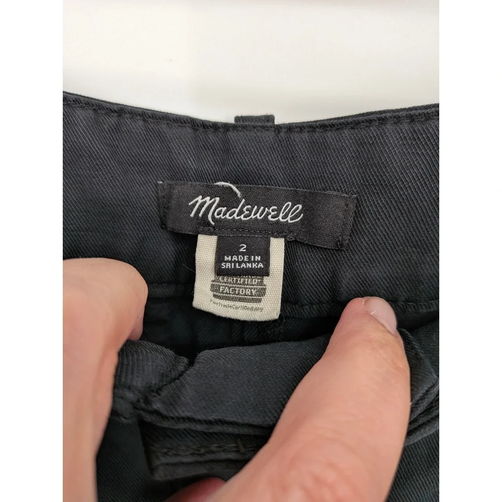 Madewell The Harlow Wide Leg Pant Women 2 Black Pleated Linen Blend Trousers